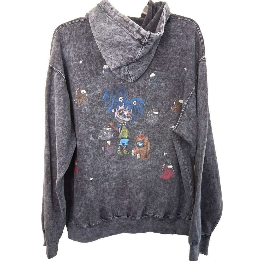 Punk Emo Indie Sleaze Grunge Goth Sweatshirt Hoodie Size Med Among US Game Paint